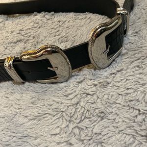 Double buckle black belt